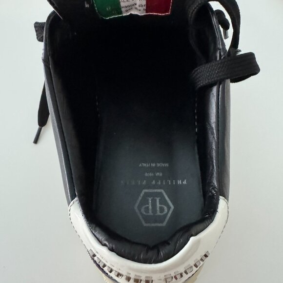 PHILIPP PLEIN Leather Studs Lo-Top sneakers Black, Size 44/ US 11 - Picture 13 of 17
